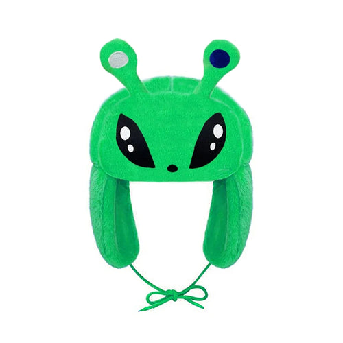 Green Alien Plush Winter Warm Hat Ushanka Hat Cute Winter Hat for Boys Girls Kids Cartoon Anime Cap Gorras