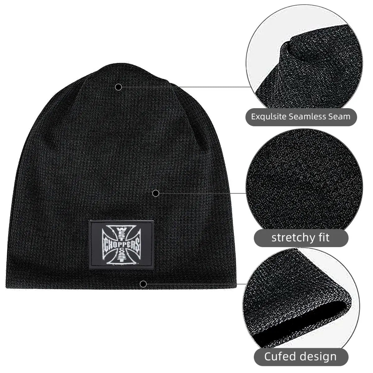 West Coast Iron Cross Choppers Warm Fleece-Lined Cap Fashion Bonnet Hat Autumn Winter Outdoor Beanies Hats